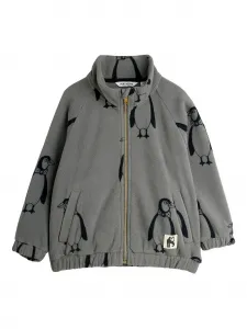 Пальто на молнии с принтом пингвинов Mini Rodini, серый