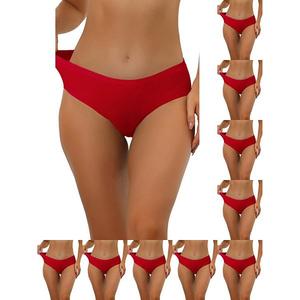 10 пар трусиков для женщин без подкладки, удобное белье без швов, эластичный пояс Inspire Chic, Red