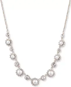 Крупное ожерелье из искусственного жемчуга и кристаллов золотистого оттенка, 16 дюймов + удлинитель 3 дюйма Marchesa, gold