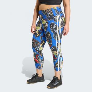 Леггинсы Adidas x FARM 7/8 Leggings (Plus Size), цвет Blue/Hi-Res Blue/Lush Red