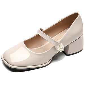 Туфли Мэри Джейн на массивном каблуке, женские, абрикосового цвета WEISHIBANGWEI, Apricot