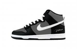 Nike Женские износостойкие высокие скейтбордные кроссовки Dunk Cool Black Shadow, черный с серым рисунком