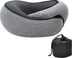Дорожная подушка для шеи из хлопка, с эффектом памяти, регулируемая, эргономичная, для кемпинга, офиса, отеля