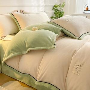 Комплект постельного белья Antarctic Milk Fleece 1.5 простыня на резинке, 4 предмета, 200х230/150х200, молочный/мятный