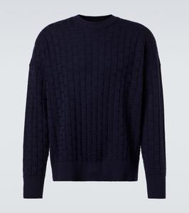 Шерстяной свитер ребристой вязки Plan C, Dark Blue