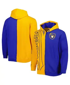 Мужская золотая флисовая толстовка с молнией Royal Milwaukee Brewers Mitchell & Ness