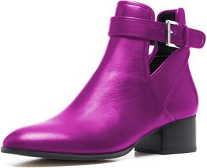 Женские ботильоны YDN с округлым носком, на щиколотку, с невысоким массивным каблуком, короткие ботинки с вырезами и пряжкой, повседневная обувь, размеры 4-15 США, Fuchsia