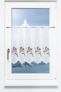 Занавеска для кафе из кружева Плауэн - пернатый друг (Ш x В) 80 см * 55 см, красный/красный Plauener Spitze