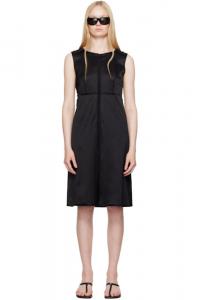 Черное атласное стрейчевое платье миди MM6 Maison Margiela