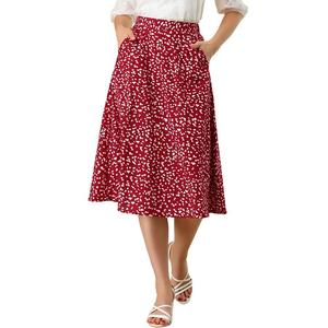 Женская расклешенная шифоновая юбка-миди с струящимся поясом ниже колена ALLEGRA K, красный