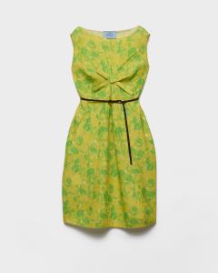 Платье-клоке с цветочным принтом Prada, желтый