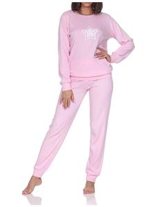 NORMANN Мягкая пижама из трикотажа с длинными рукавами и узором в виде звезд, розового цвета