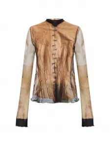 Топ с воротником-стойкой и на пуговицах Knwls, коричневый