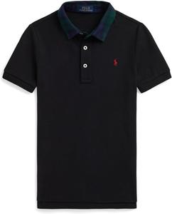 Рубашка-поло из хлопковой сетки с клетчатым воротником Polo Ralph Lauren Kids, Polo Black