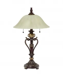 Традиционная настольная лампа Amor высотой 70 см, бронзовый, алебастровый, с абажуром из стекла цвета шампанского, для спальни, гостиной, прикроватной тумбочки, офиса, детской комнаты и дома Kathy Ireland, натуральный