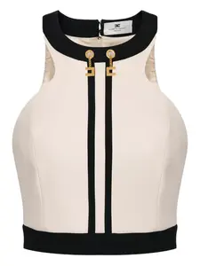 Топ с цветовой блокировкой и цепочкой Elisabetta Franchi, нейтральный
