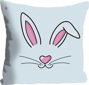 Королевская декоративная подушка "Шила", с длинными кроличьими ушками, чехол без наполнения, 1 шт Queence 40х40 см, цвет babyblau/pink + bedruckt