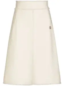 Твидовая юбка миди с разрезом спереди DOLCE & GABBANA, белый