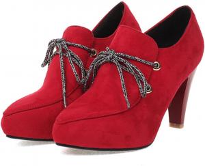 Ботильоны на высоком каблуке Alyaafifa для женщин, винтажные ботинки с массивным каблуком до щиколотки с молнией, круглый носок, удобные туфли из замши для офиса, вечеринки, мероприятий и выпускного, Lace-Up Red