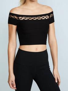 Женщины El Off The Shoulder Cut Out Crop Топ In Caviar Phat Buddha