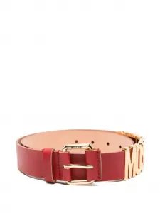 Кожаный ремень с логотипом Moschino, красный
