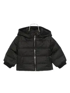 Стеганая куртка с капюшоном Balmain Kids, черный