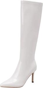Элегантные женские высокие сапоги до колена с длинным каблуком, модная обувь для осени и зимы, для вечеринки Generic, White