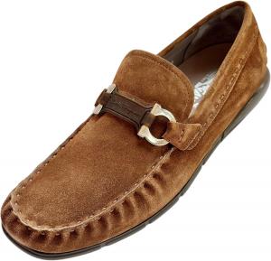 Мужские лоферы Ferragamo TASBY среднего размера из коричневой замши с кожи Gancini (Salvatore)