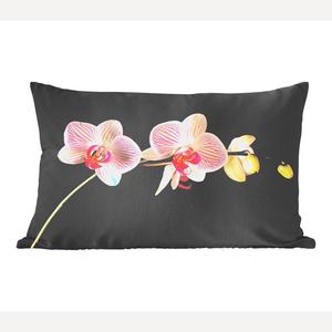 Декоративная подушка MuchoWow диванная подушка для гостиной декоративная подушка 50х30 см орхидея - цветы - черный - розовый - пуговицы - чехлы на диванные подушки - без наполнителя