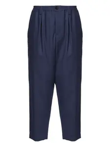 Брюки с кулиской и складками Marni, синий