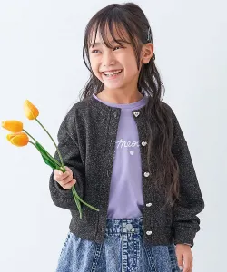 Мини-кардиган из флиса с блестками и пуговицами в виде сердечек. Детская одежда для девочек. Весна/Лето 2026 Devirock, цвет 002-Heart-Black