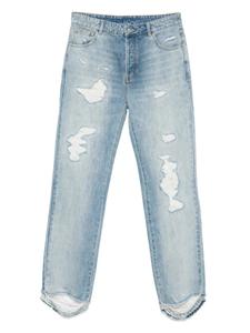 COLE BUXTON прямые джинсы с эффектом потертости, синий