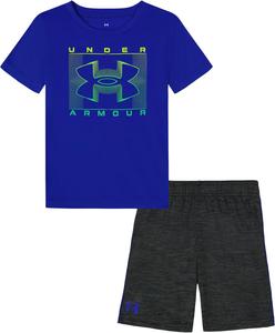 Under Armour майка с короткими рукавами и шорты для мальчиков, легкие и дышащие, Team Royal/Gray Twist
