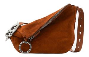 Сумка через плечо из замши телячьей кожи, маленькая женская сумка кроссбоди теплого кофейного оттенка Burberry