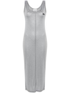 Miu Miu платье с нашивкой-логотипом, серый