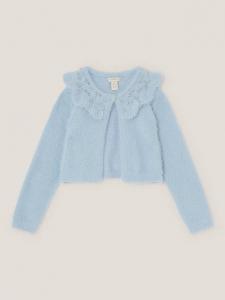Детский кардиган с меховой отделкой и декоративным воротником Monsoon, Blue