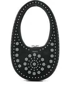 Мини-сумка-тоут Swipe с цветочными заклепками Coperni, черный