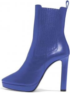 Женские массивные ботильоны FSJ на высоком каблуке с платформой, закрытым носком, эластичной вставкой, зимние ботинки на пуговицах, размеры 4-15 US, Blue