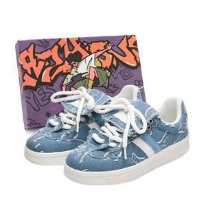 Увеличивающие рост, износостойкие, легкие и дышащие низкие кроссовки для скейтбординга унисекс LAZY BONS, Denim Black