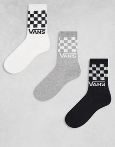 3 пары классических клетчатых носков Vans в черно-белой мульти-цвете