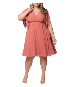 Платье Florence с расклешенными рукавами больших размеров Kiyonna, оранжевый