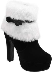 Рождественские ботильоны Happyyami с мехом, зимние ботильоны с бантом для женщин No Brand, Black 6
