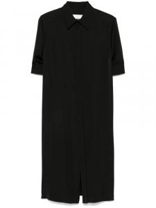 Платье-рубашка миди из атласа Jil Sander, черный