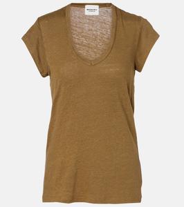 Льняная футболка Marant Etoile, хаки