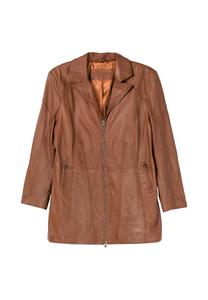 Куртка из кожи наппа ягненка с воротником с лацканами sheego, цвет Cognac