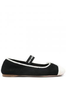 Miu Miu балетки в технике кроше, черный