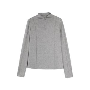 ELLE Футболка женская светло-серая полуводолазка тонкая прямая посадка