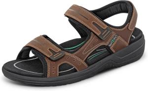 Мужские ортопедические кожаные сандалии Orthofeet Gemini с регулируемой посадкой, коричневый