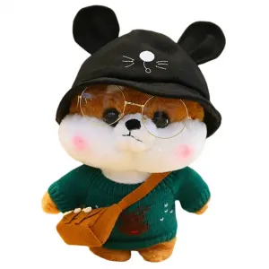 Кросс-боди сумка в стиле Instagram из коллекции Shiba Inu, плюшевая кукла щенка, высота 10 см, городской шик Abay, черный/коричневый