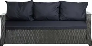 Подушки для садового дивана из полираттана, синие | Подушка сиденья 168x50x7 см, подушки спинки 2x56x50 см | Подушки для 3-местного ротангового дивана | Уличные подушки